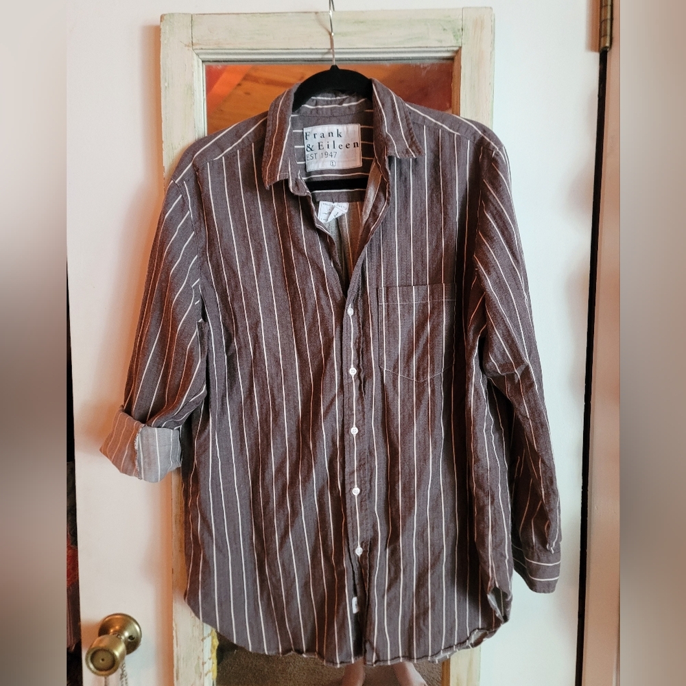 Frank & Eileen Chocolate Striped Button-Down Shirt